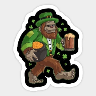 Irish Bigfoot Drinking Beer Happy St Patrick’s Day Sticker